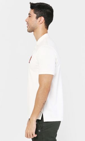 Red Robotto Signature Polo Shirt in Ceramic White