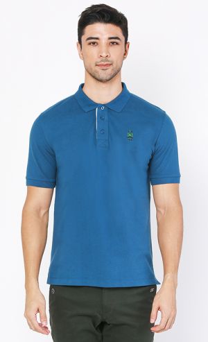 Green Crank Polo Shirt In Riviera Blue