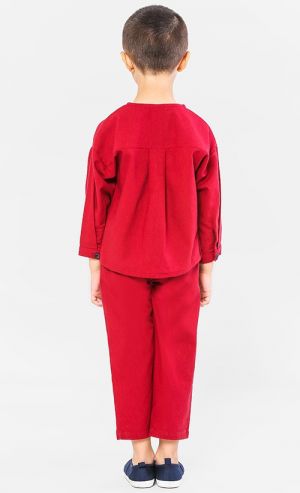 The Ingat Baju Melayu Set in Ruby Red