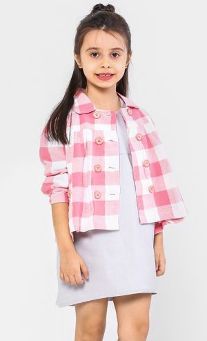 The Ingat Jacket Blouse in Pink Checked