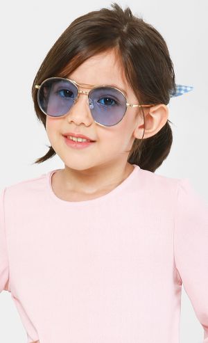 Gene Junior #Blue Sunglasses in Light Blue and Gold