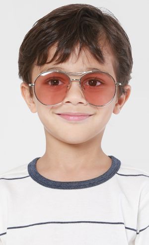 Gene Junior #Pink Sunglasses in Light Pink and Silver