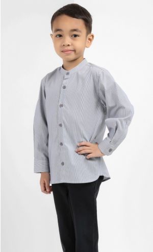 CAELAN Mini Shirt in Grey Stripes