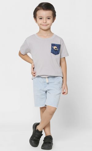 Kids Space Pocket Tee in Grey