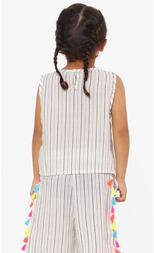 Melanie Tassel Tank Top in Off-White