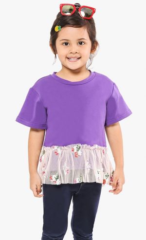 Savannah Sequin Tulle T-Shirt in Ultra Violet