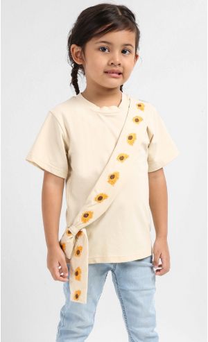Sienna Embroidered T-Shirt in Nude