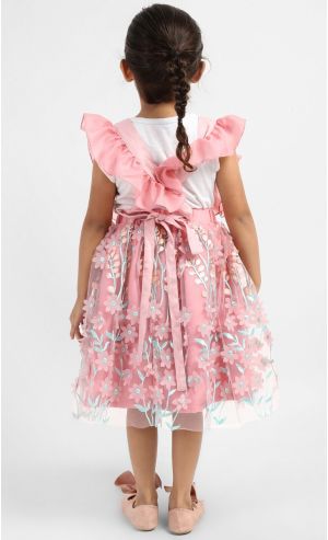 Yasmine Lace Dress in Coral