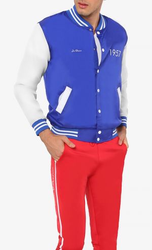 Varsity Bomber Jacket in Blue