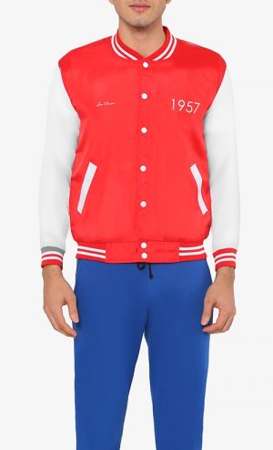 Varsity Bomber Jacket in Red