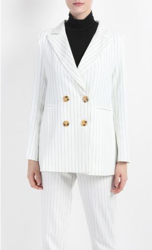 Erica Double Breasted Blazer in White 