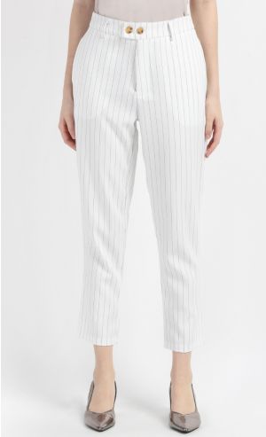 Erica Straight Cut Pants With Back Hem Slit in White 