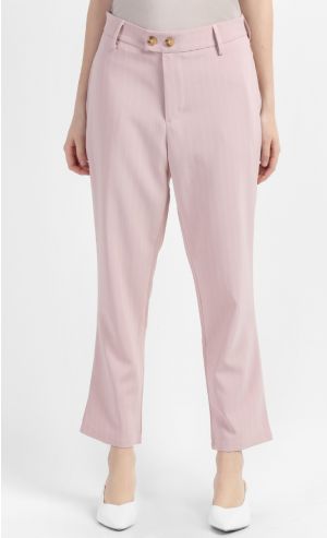 Erica Straight Cut Pants With Back Hem Slit in Dusty Pink 