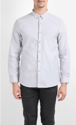 Elijah Long Sleeve Shirt in Light Grey