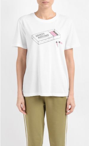 Pink Matches Unisex T-shirt in Off White 