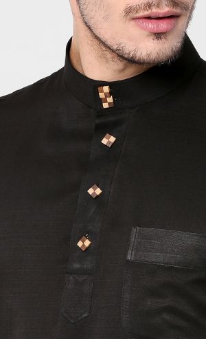 Checkered Natural Wood Butang Baju Melayu