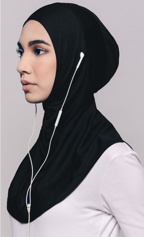 Najwaa Sport  Fit Hijab  in Black FashionValet