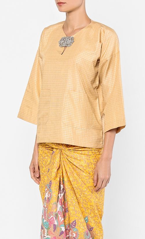 Baju Kurung Kedah Top In Mustard Fashionvalet