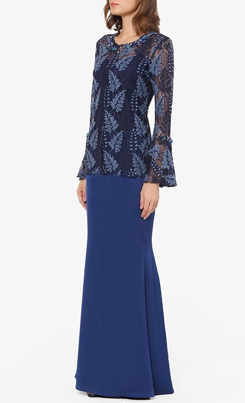 Lindy Modern Baju Kurung Set in Royal Blue FashionValet