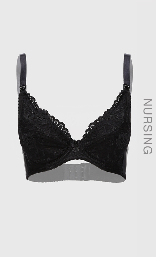 Lace Nursing Bra in Black