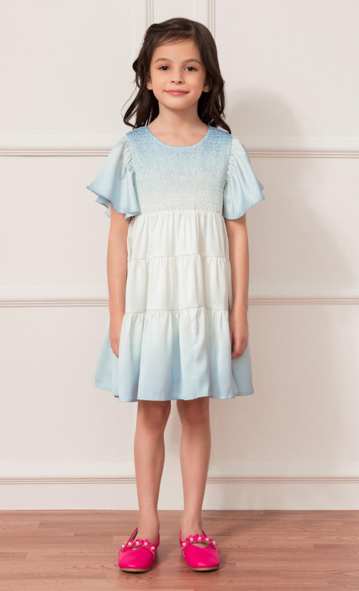 The Oops Edit dUCkling Smock Dress in Too Blue image 2