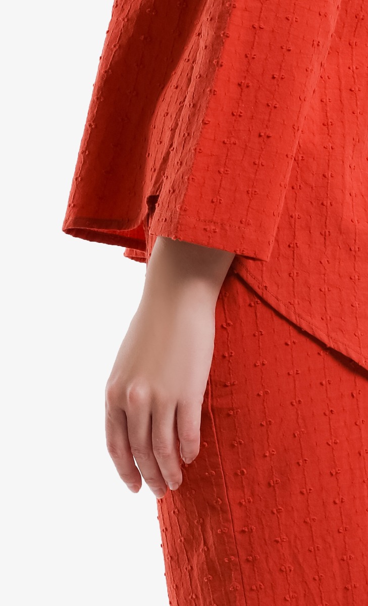 Fajar Kurung Set In Terracotta image 2