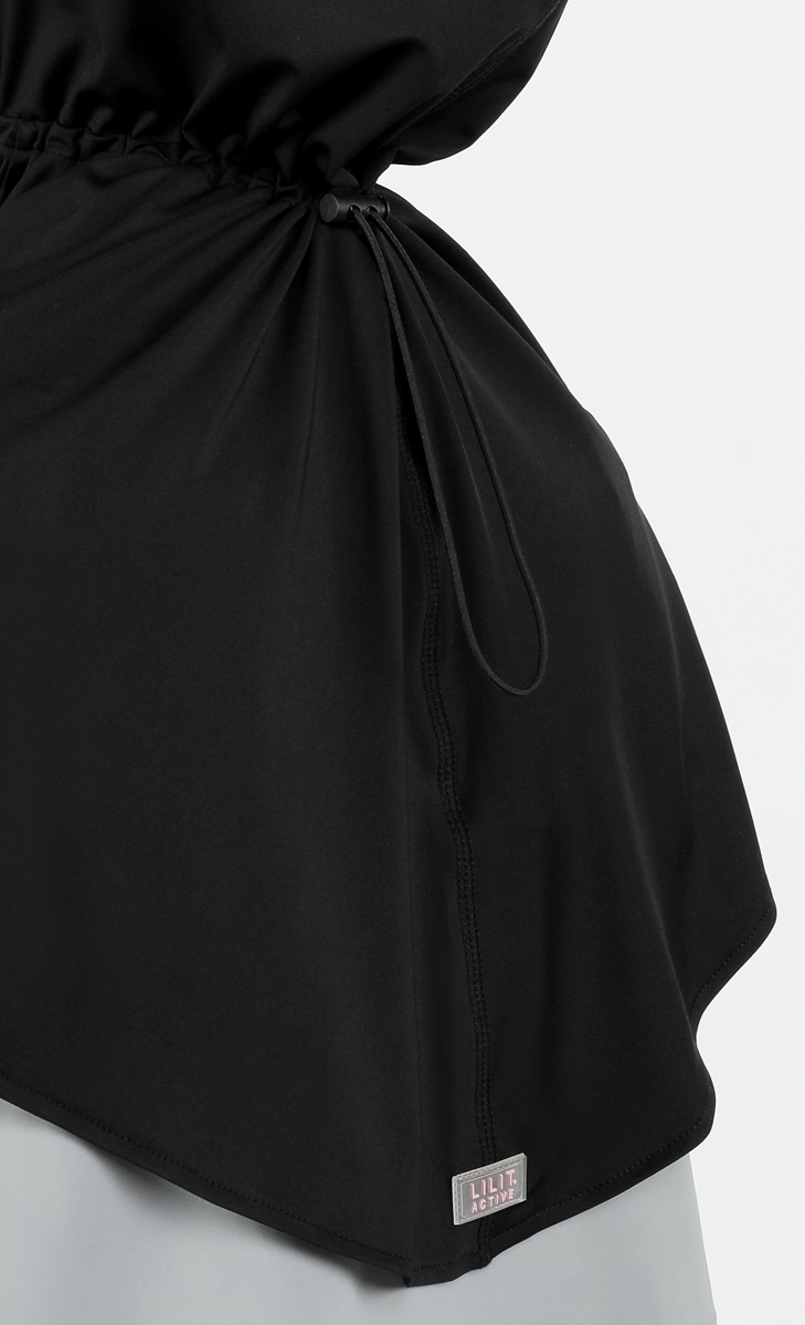 Drawstring Swim Hijab in Black image 2
