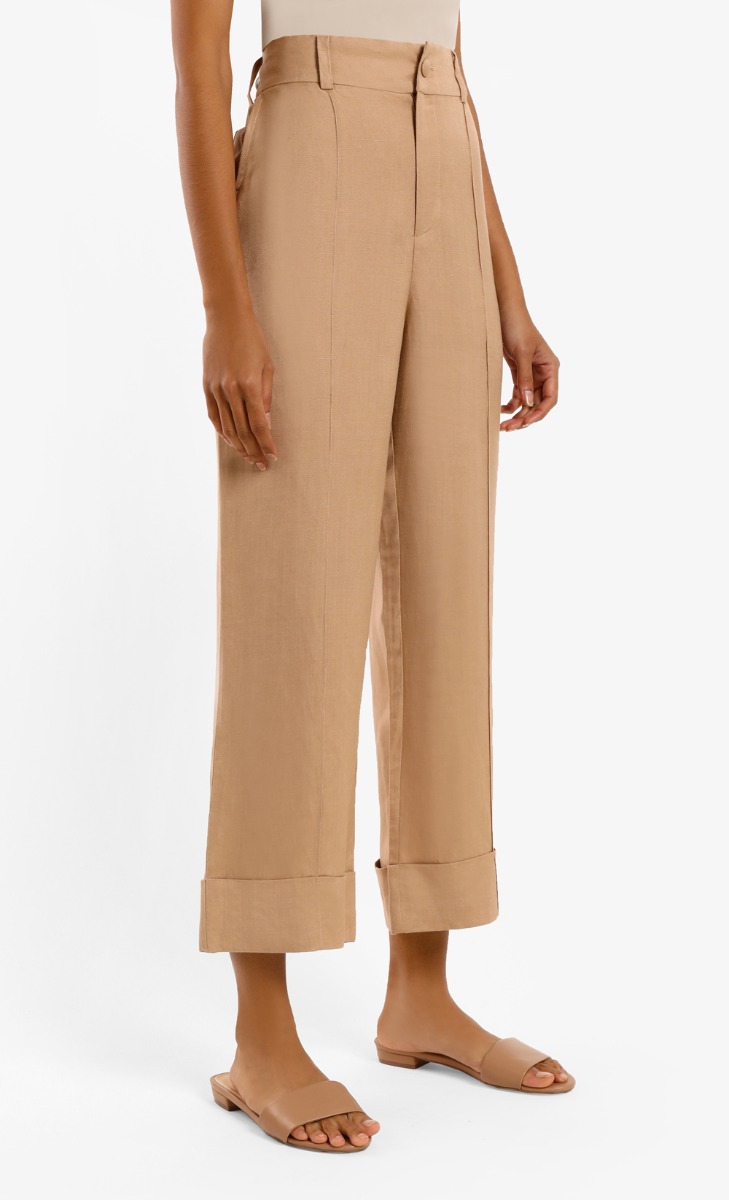 Folded Cuff Long Trousers in Warm Sand image 2