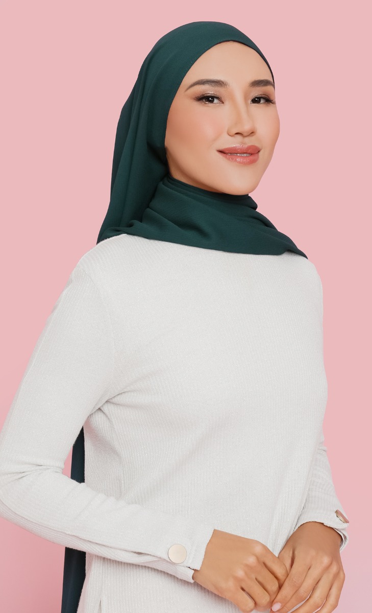 Athens Textured Chiffon Hijab In Forest