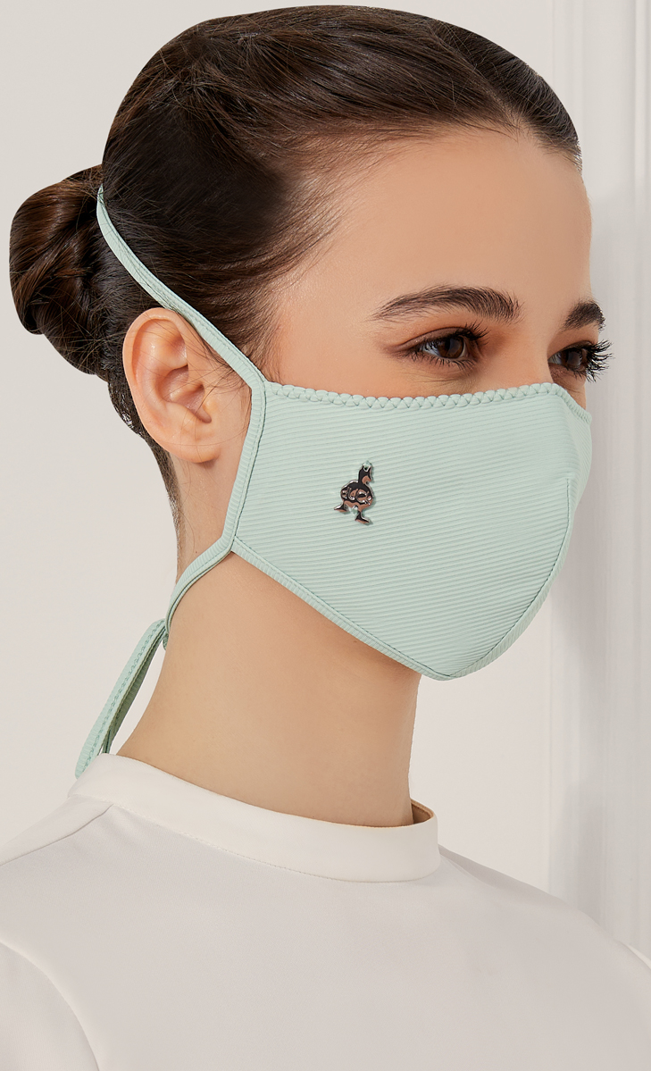Textured Jersey Face Mask (Tie-back) with nanotechnology in Fresh Mint