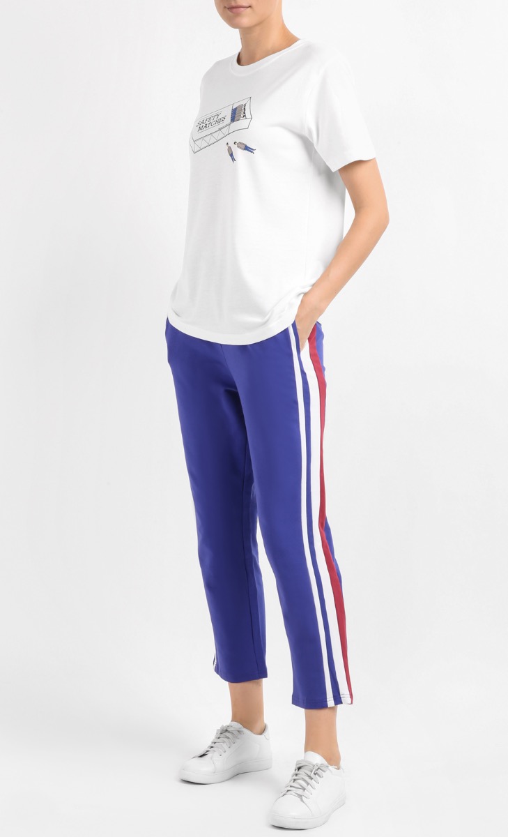 Yesenia Jogger Trouser with Side Trims in Navy Blue