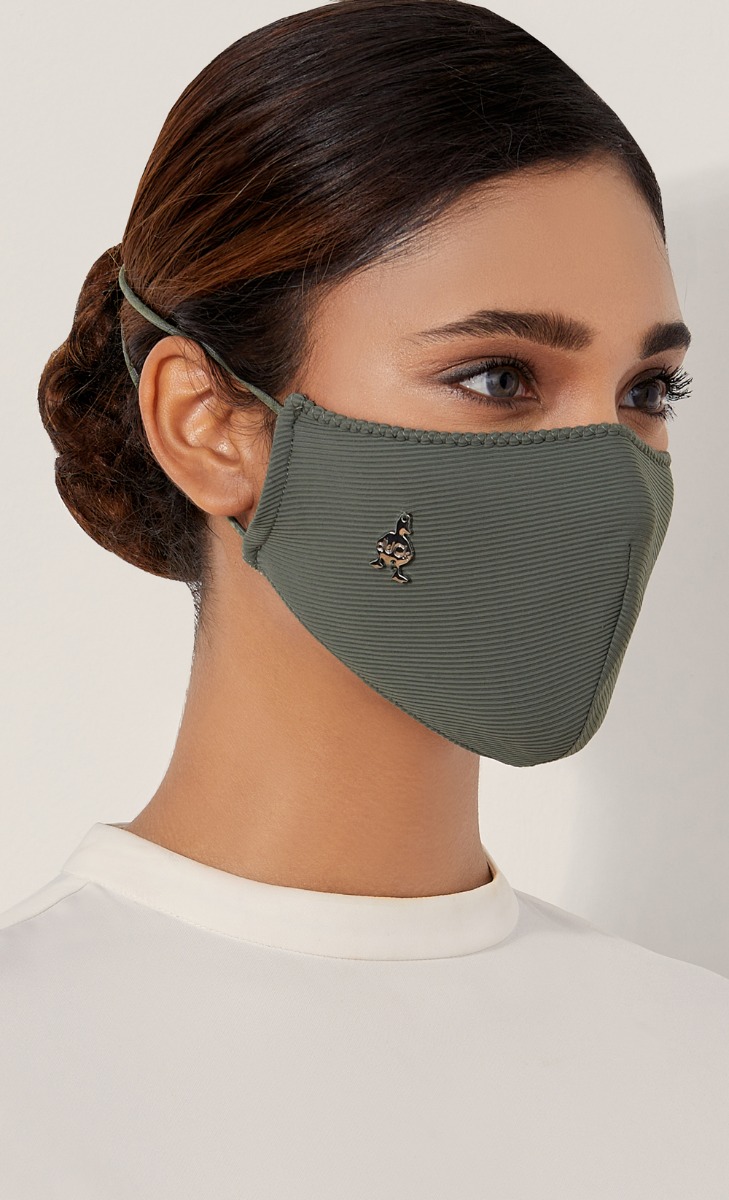 Textured Jersey Face Mask (Head-loop) with nanotechnology in Garden Sage