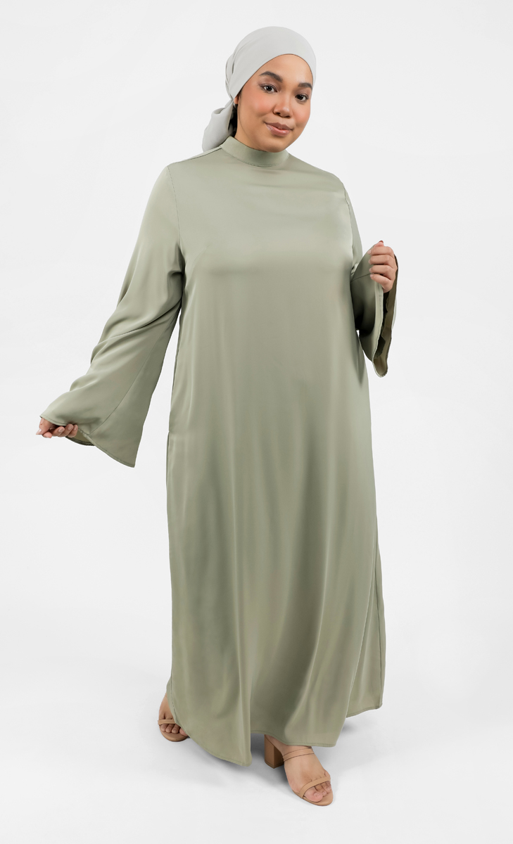 Gathered Sleeve Dress in Sage