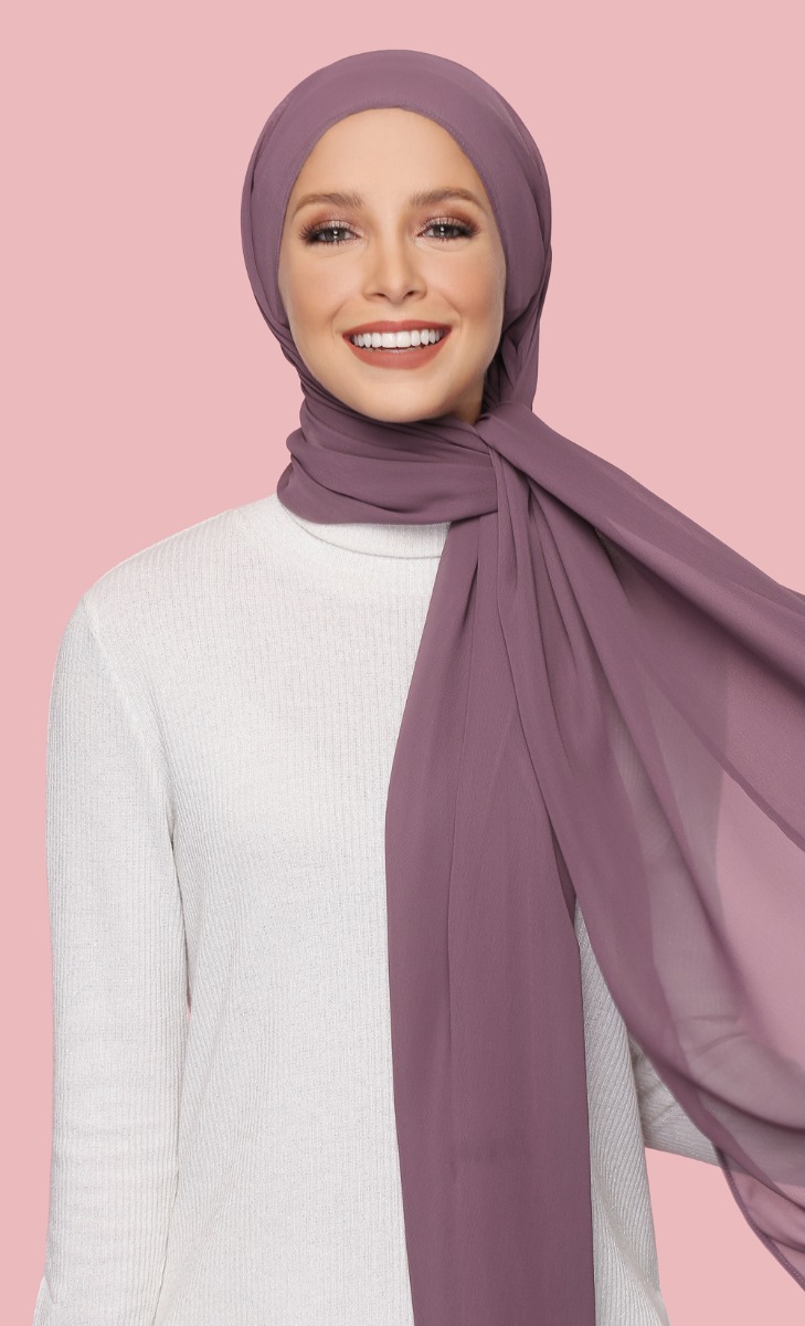 Geneva Georgette Chiffon Hijab in Grape
