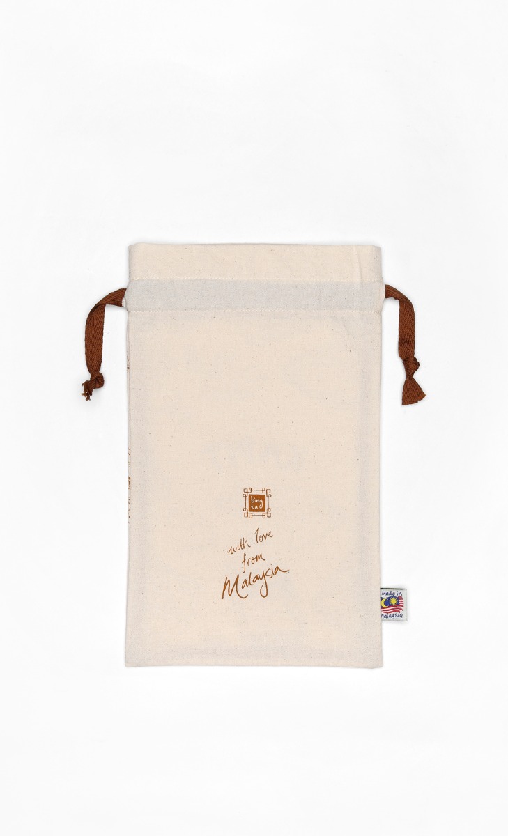 Drawstring Gift Bag Kuih Kapit in Brown image 2