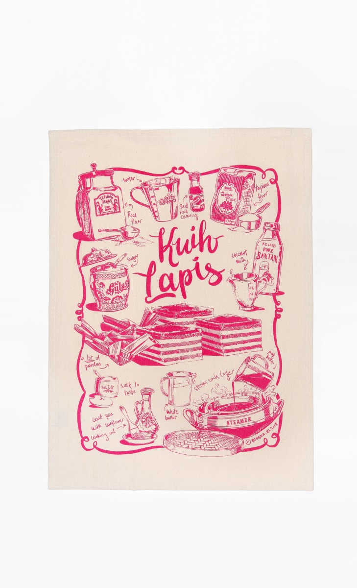 Tea Towel Kuih Lapis in Pink