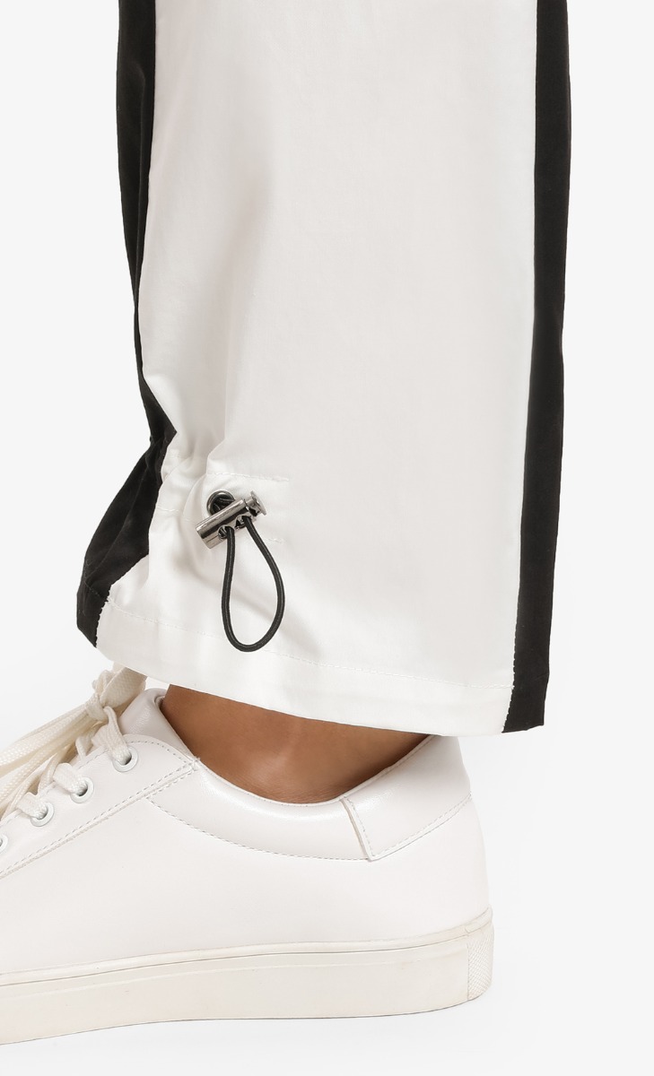 Hayley Hem Drawstring Trouser in Black White Combo image 2