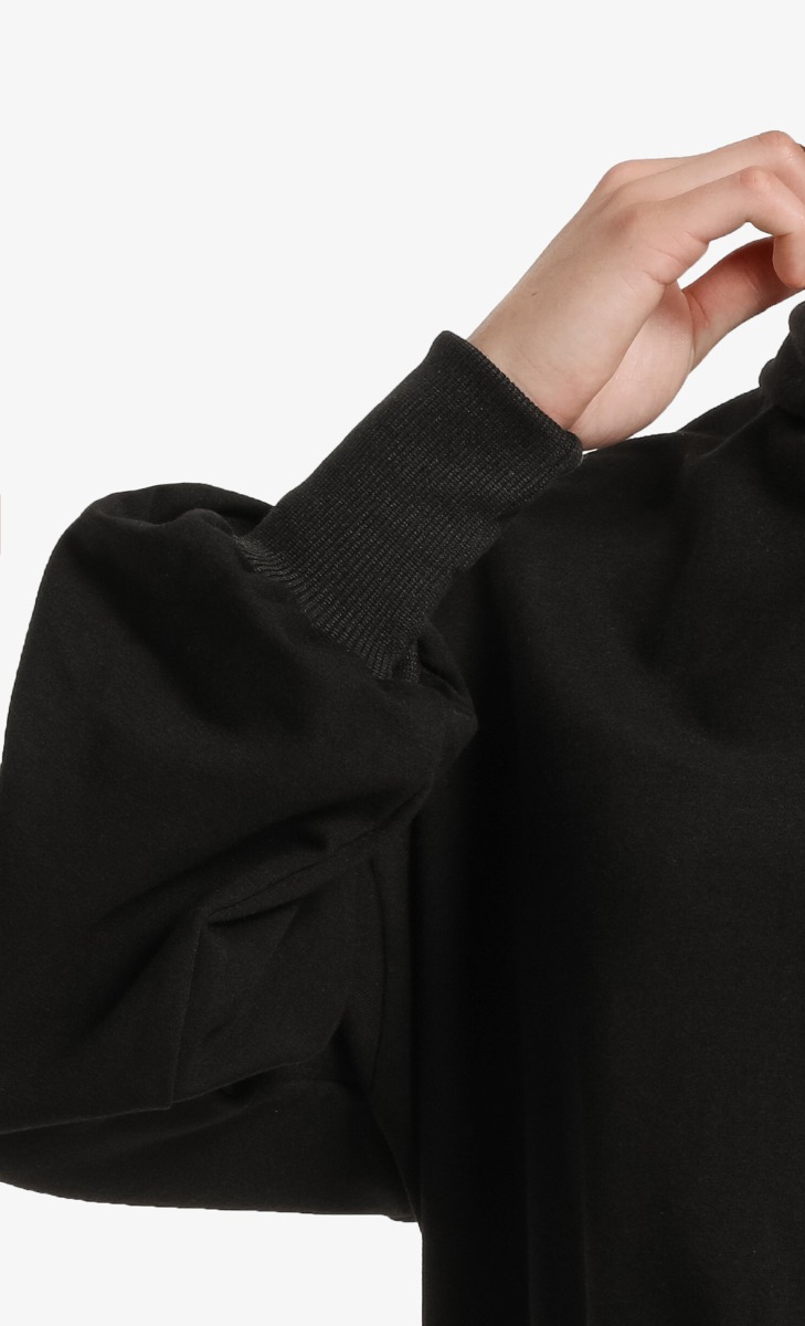 High Neck Crop Jumper in Black image 2