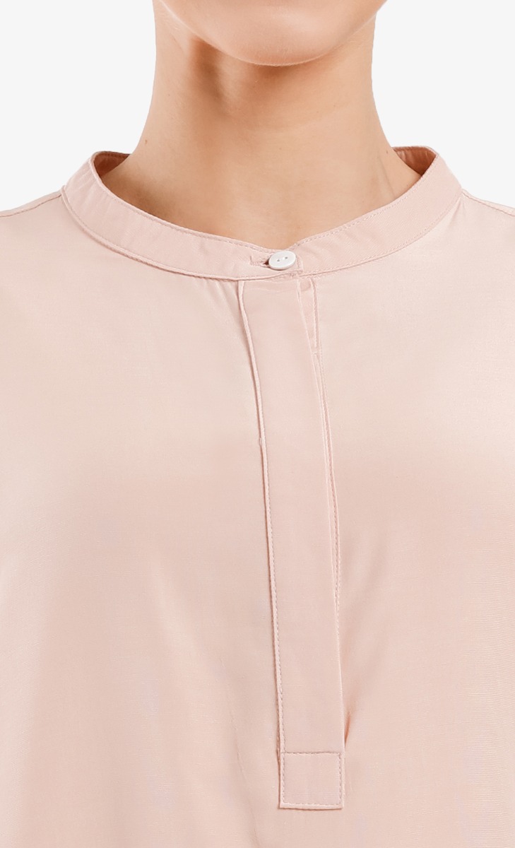 Stand Collar Long Sleeve Blouse In Blush image 2