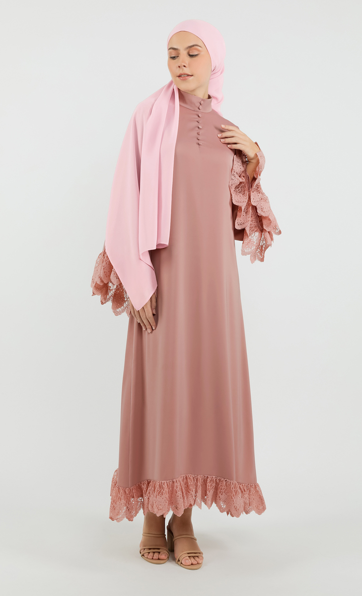 Iliana Abaya Set in Dusty Pink