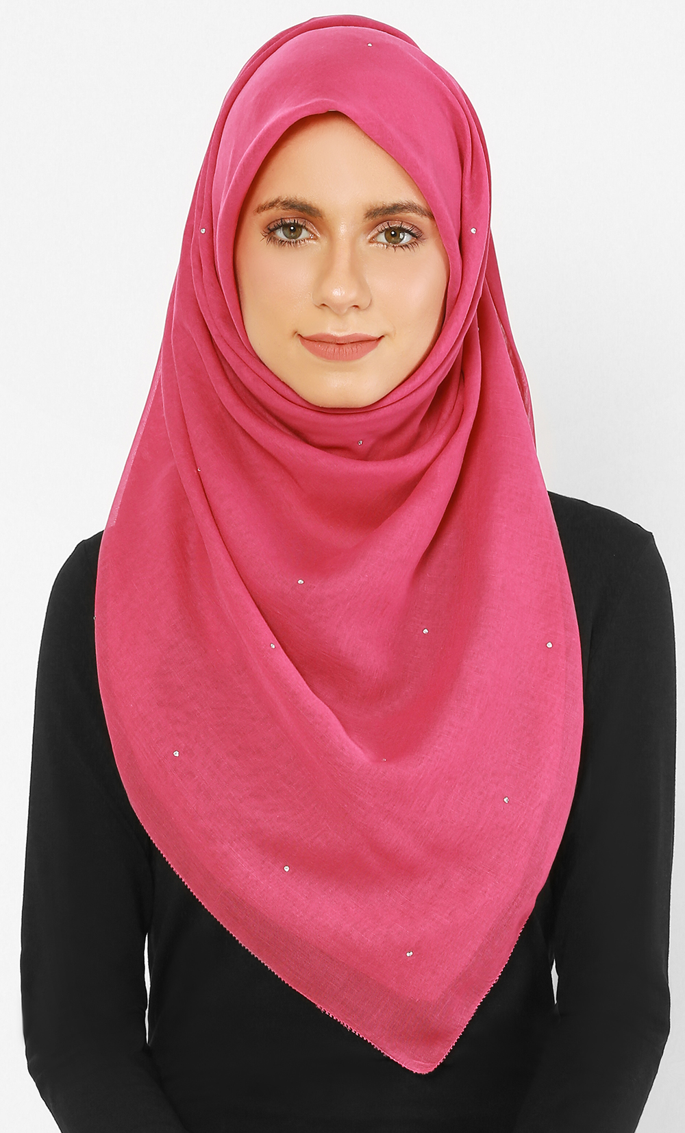 Bawal Eyelash Diamante Scarf in Flamingo Pink