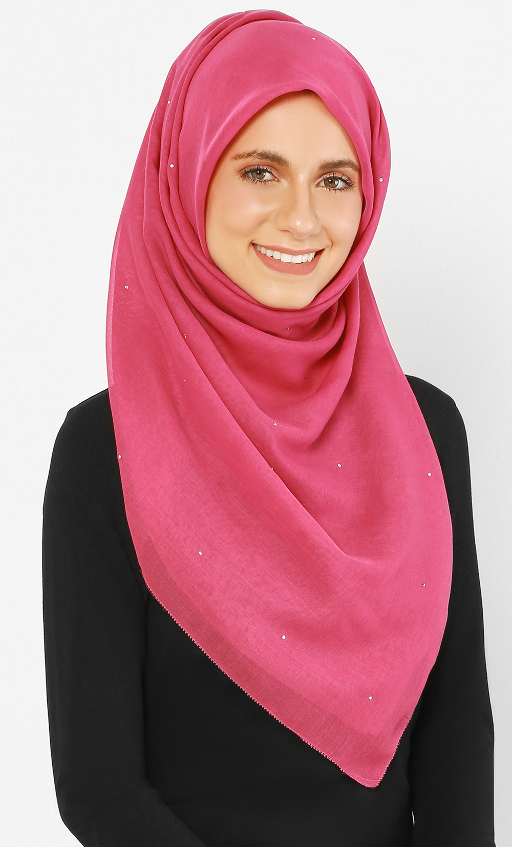 Bawal Eyelash Diamante Scarf in Flamingo Pink image 2
