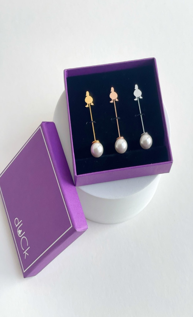 Silhouette Scarf Pin Set with Pearl in Rose Gold, Silver & Gold