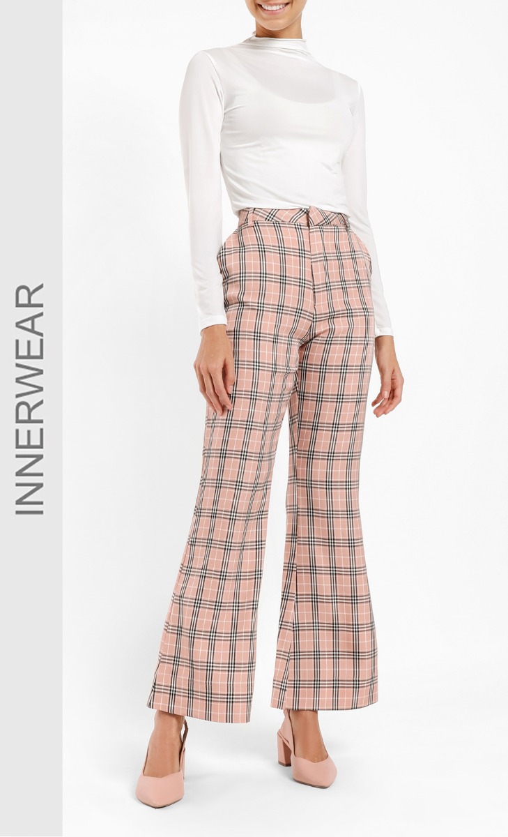 INNER BODEE High Neck Long Sleeve Top in White