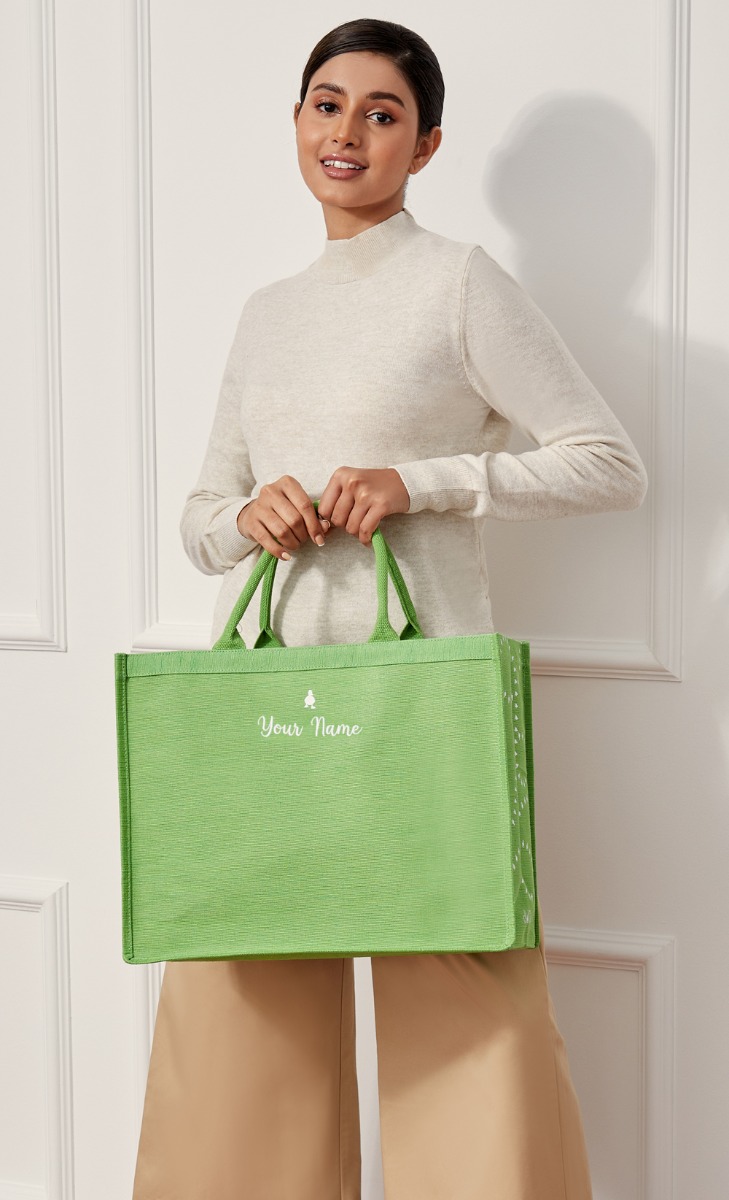 Shopping Bag With Pocket  - Green (Personalise It) image 2