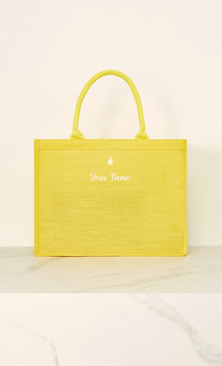 Mini Shopping Bag With Pocket  - Yellow (Personalise It)