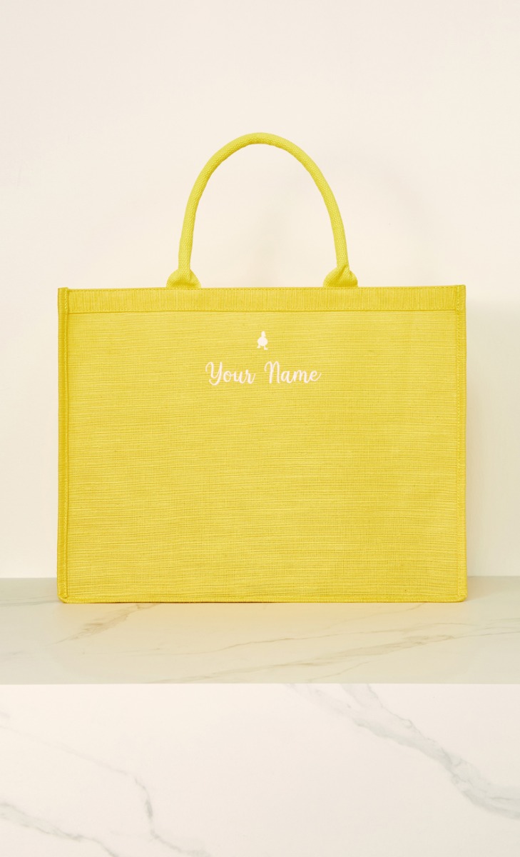 Shopping Bag With Pocket  - Yellow (Personalise It)