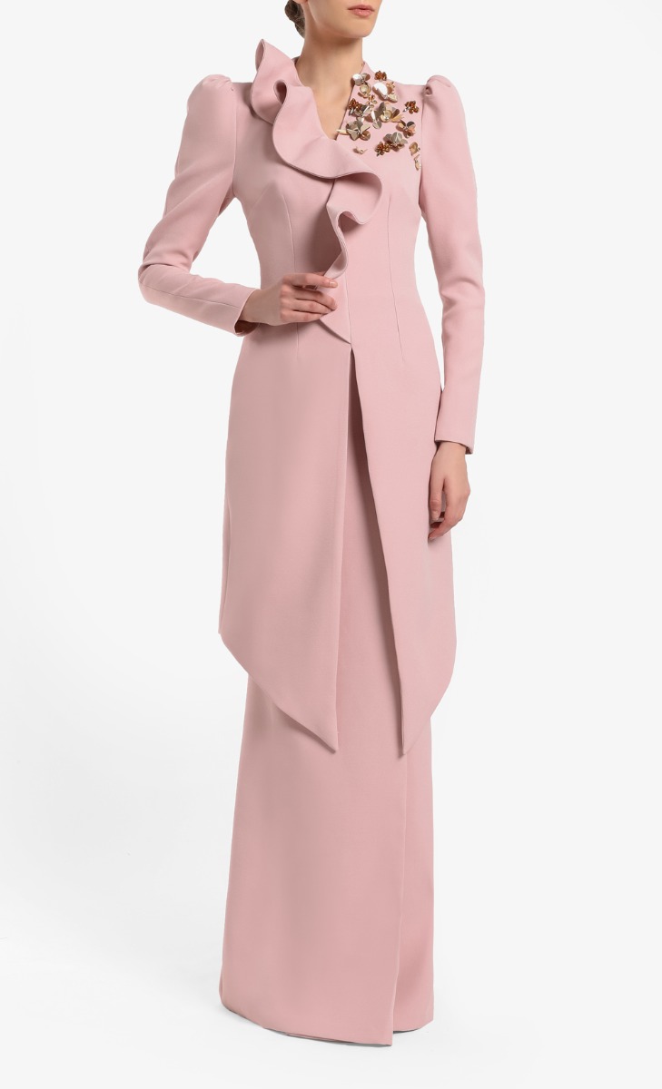 Kebaya Tioman Set in Plain Dusty Pink