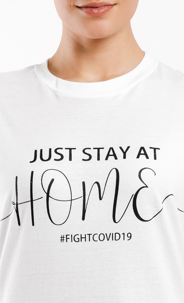 Just Stay At Home T-Shirt in White image 2
