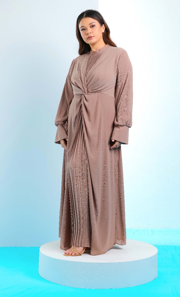 Knotted Dress in Brown